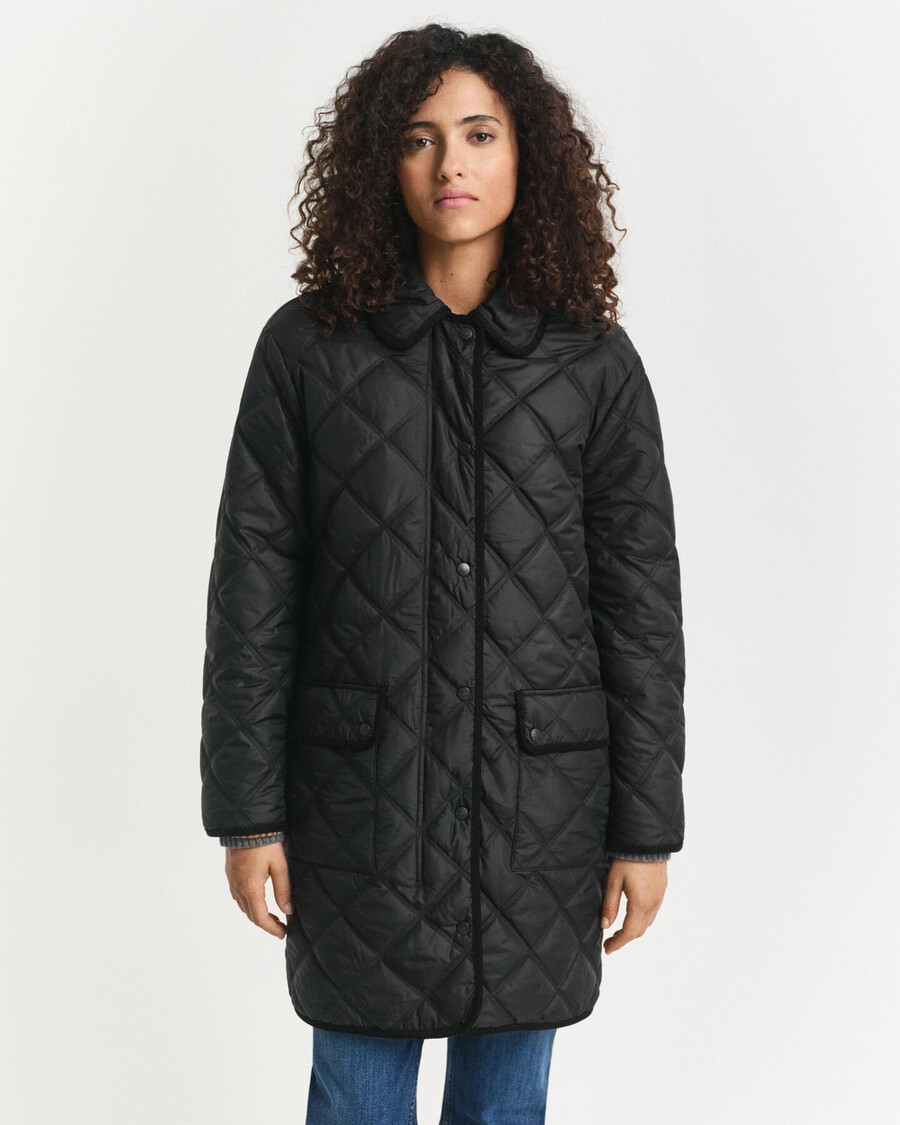 cappotto trapuntato con finiture in velluto a coste - nero