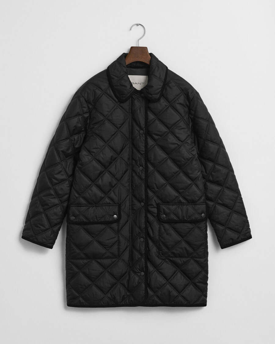 cappotto trapuntato con finiture in velluto a coste - nero