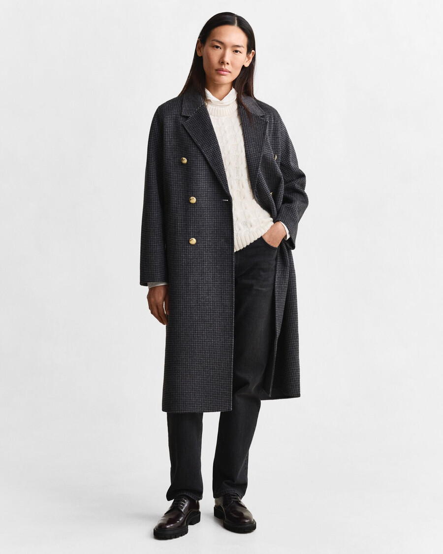 cappotto a quadri cucito a mano - charcoal melange