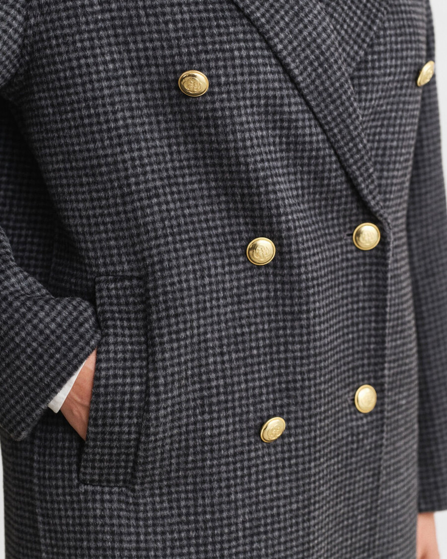 cappotto a quadri cucito a mano - charcoal melange
