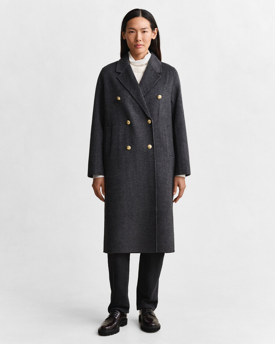 cappotto a quadri cucito a mano - charcoal melange