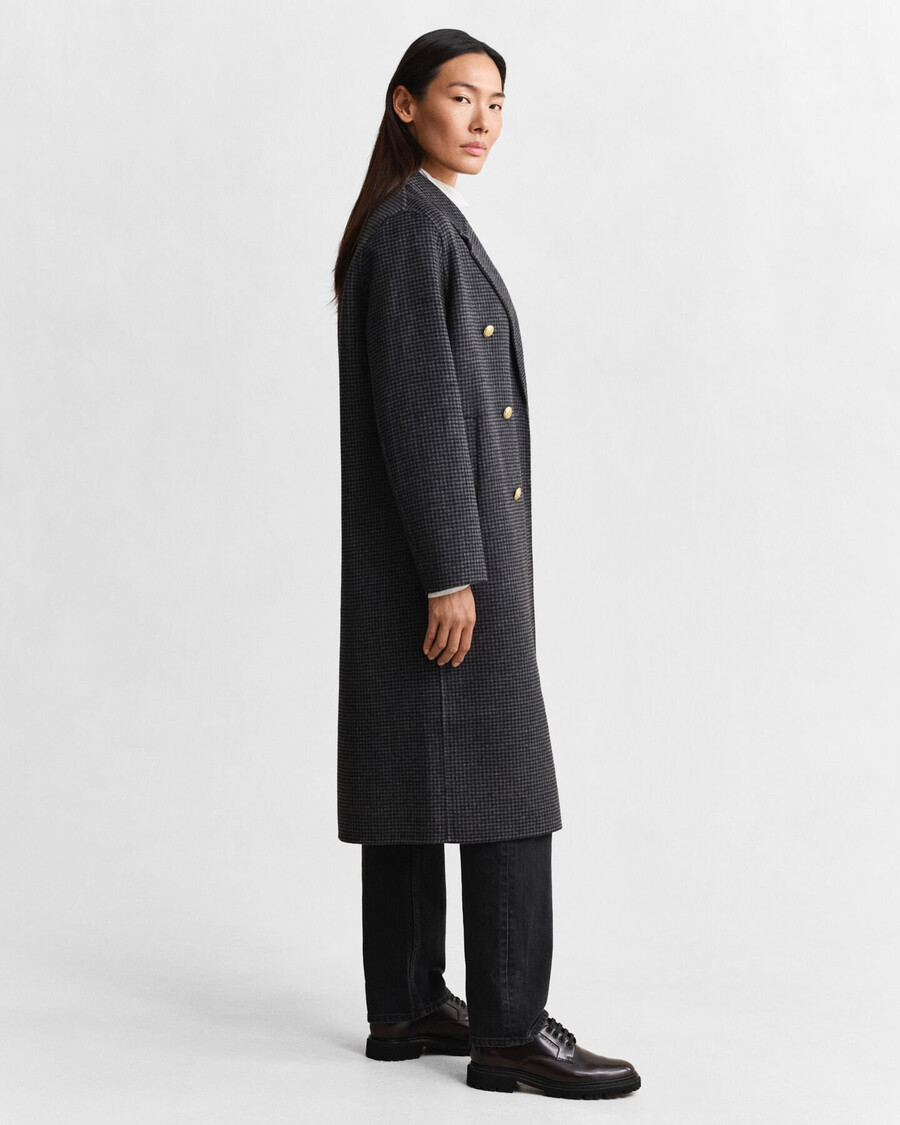 cappotto a quadri cucito a mano - charcoal melange