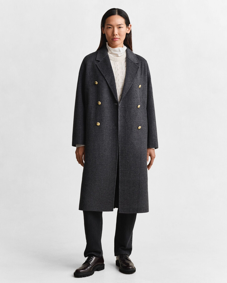 cappotto a quadri cucito a mano - charcoal melange