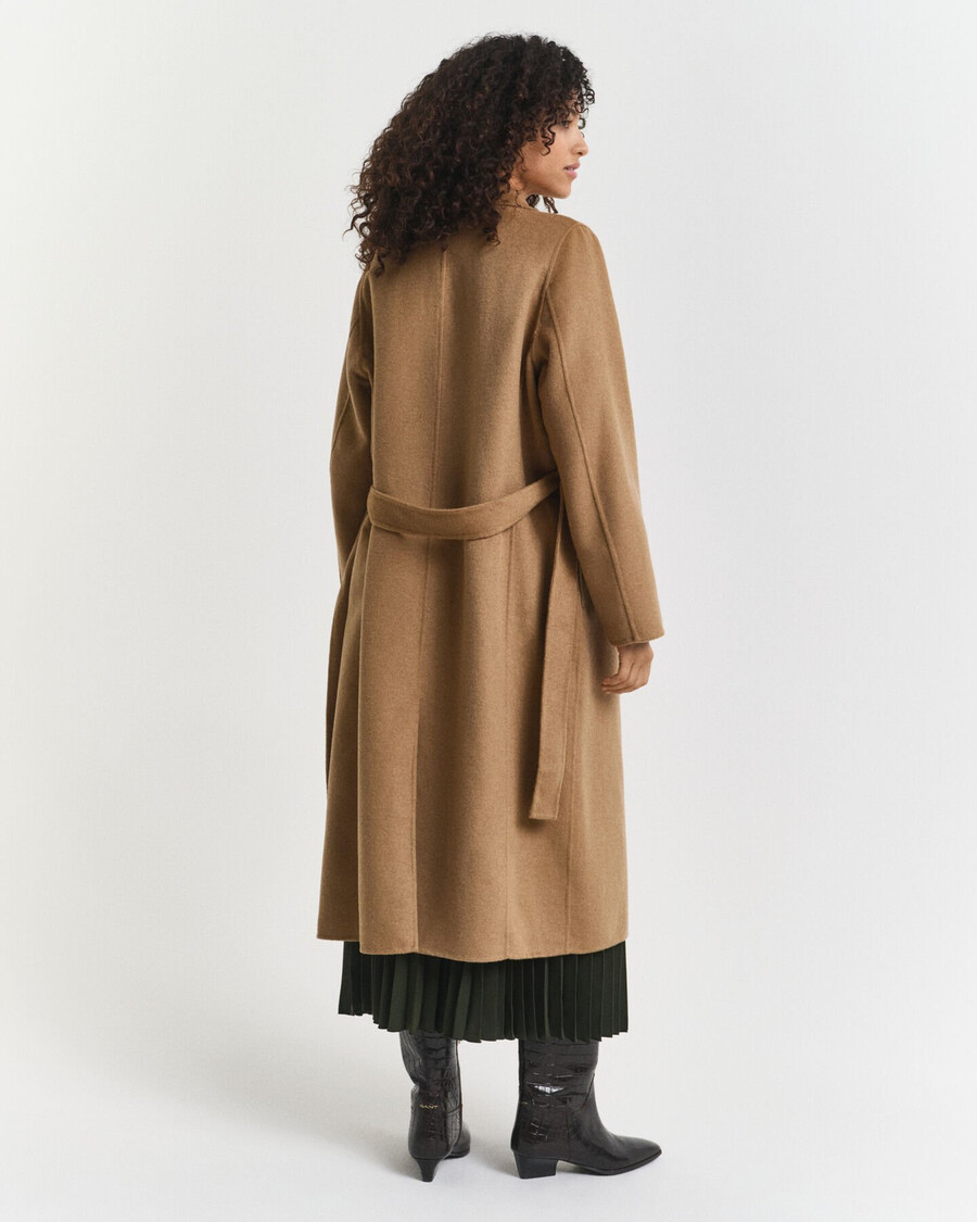 cappotto con cintura cucito a mano - cachi caldo