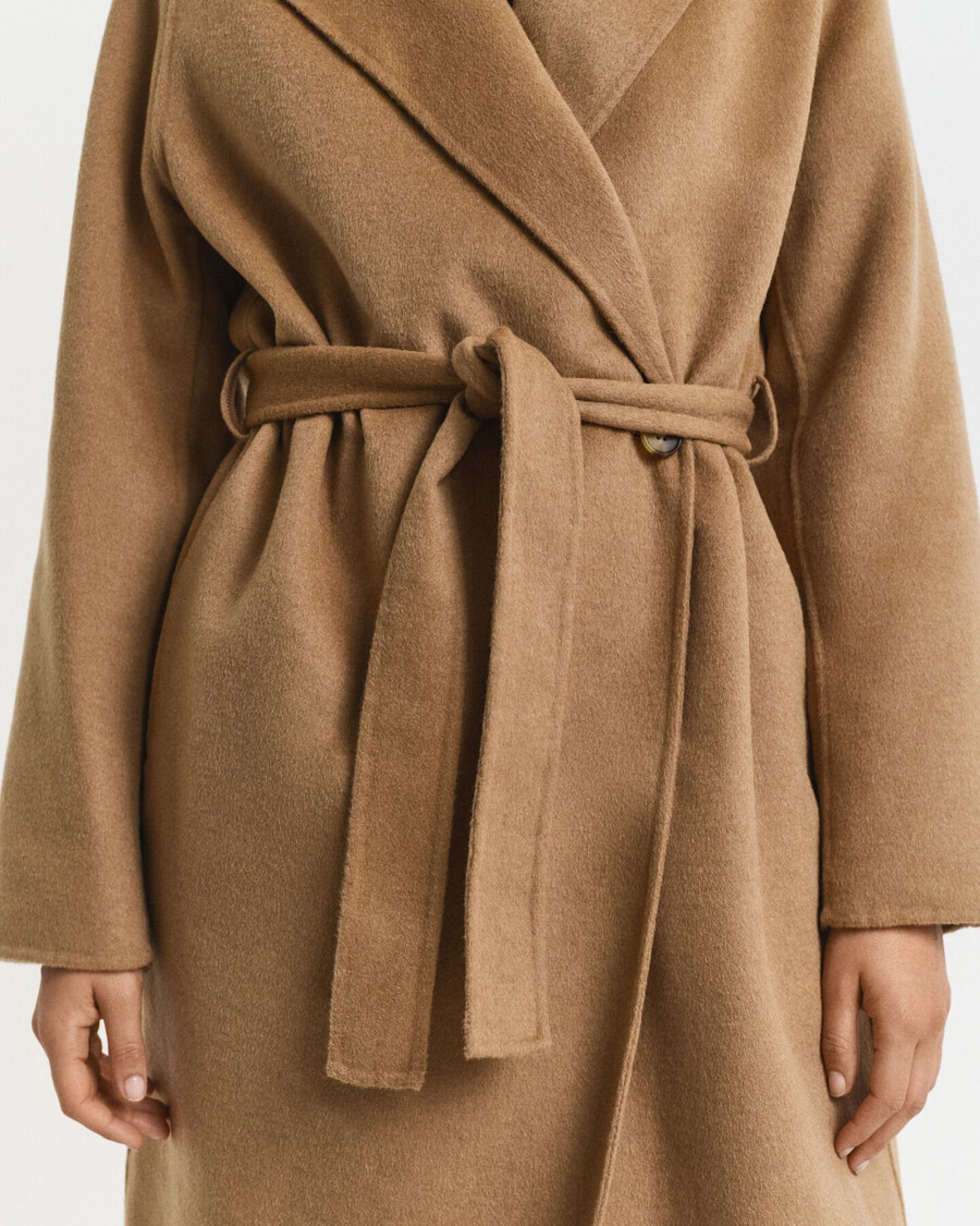 cappotto con cintura cucito a mano - cachi caldo