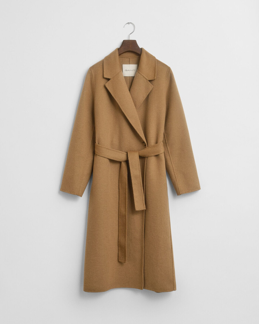 cappotto con cintura cucito a mano - cachi caldo
