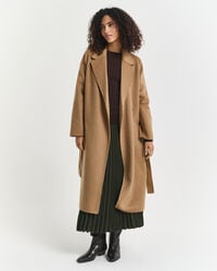 cappotto con cintura cucito a mano - cachi caldo