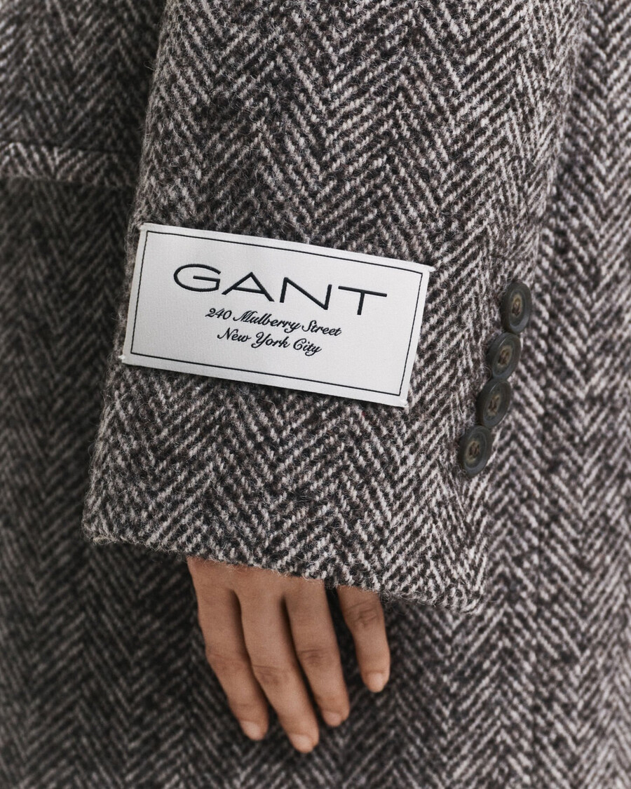 cappotto in misto lana a spina di pesce - marrone scuro melange