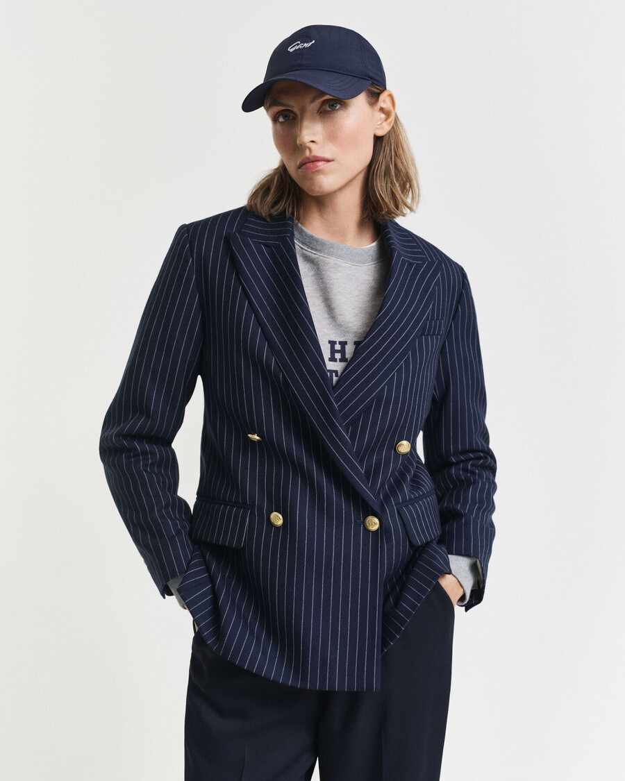 blazer da club gessato vestibilità regolare - blu sera
