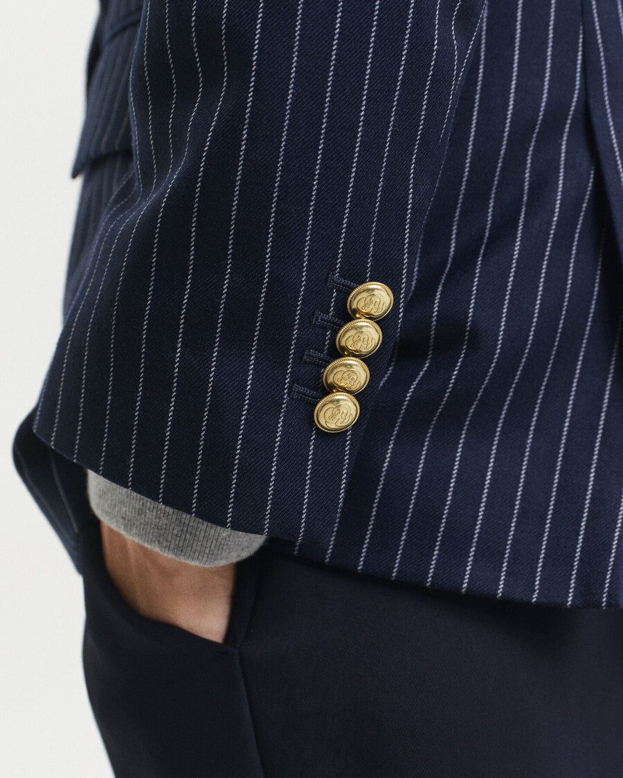 blazer da club gessato vestibilità regolare - blu sera
