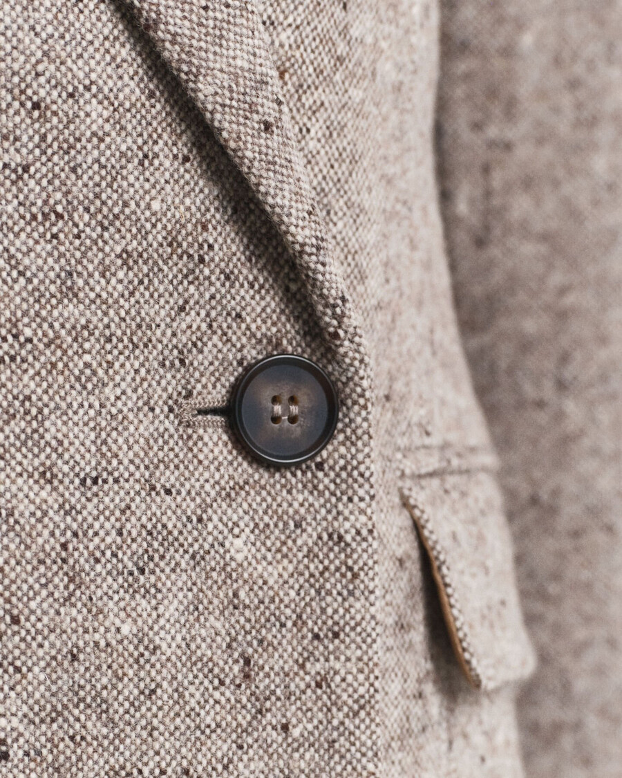 blazer in lana testurizzata dalla vestibilità regolare - marrone scuro