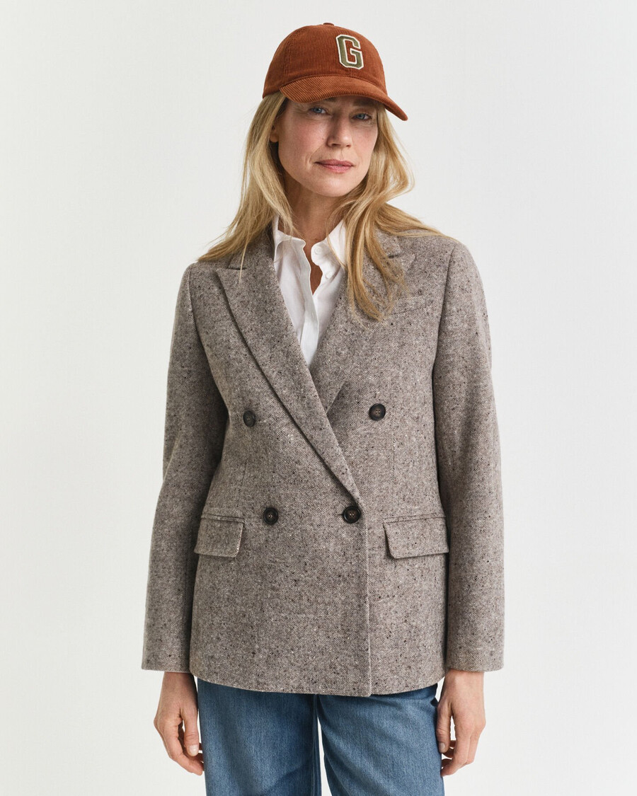 blazer in lana testurizzata dalla vestibilità regolare - marrone scuro