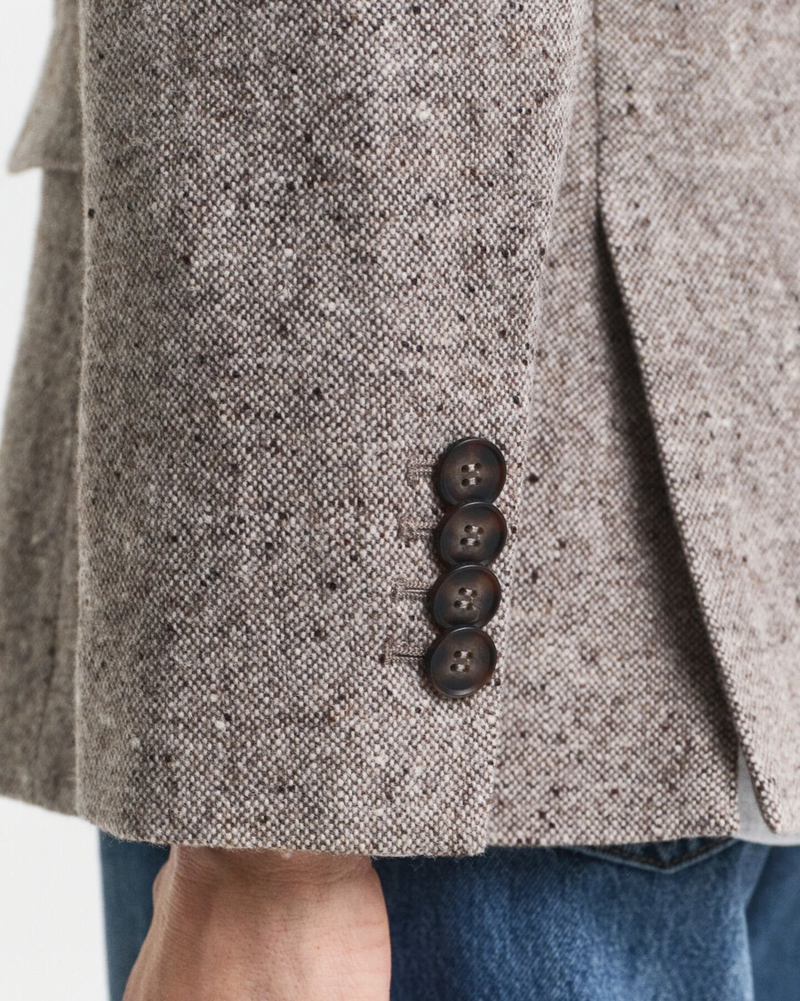 blazer in lana testurizzata dalla vestibilità regolare - marrone scuro