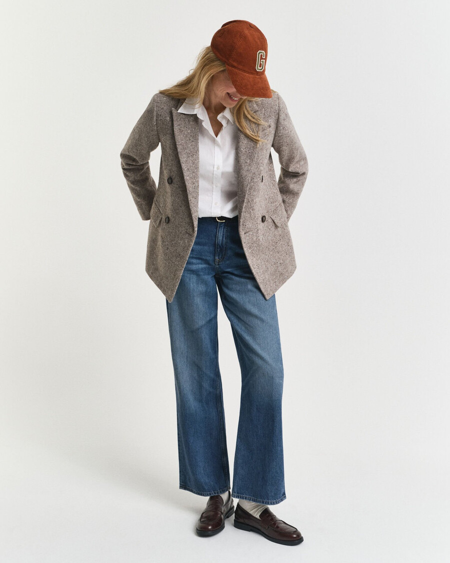 blazer in lana testurizzata dalla vestibilità regolare - marrone scuro