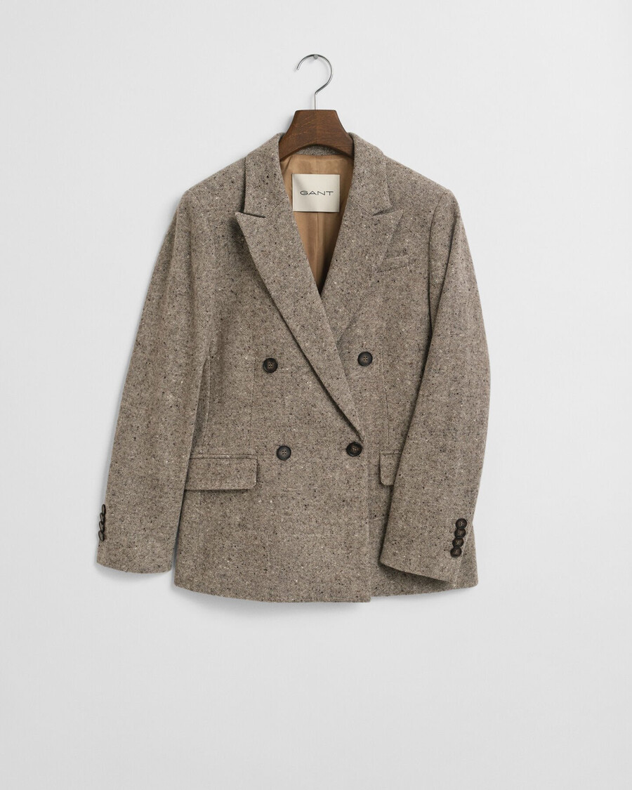 blazer in lana testurizzata dalla vestibilità regolare - marrone scuro