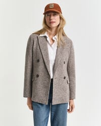 blazer in lana testurizzata dalla vestibilità regolare - marrone scuro