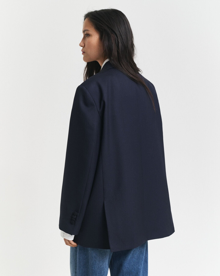 blazer oversize in lana hopsack - blu marino
