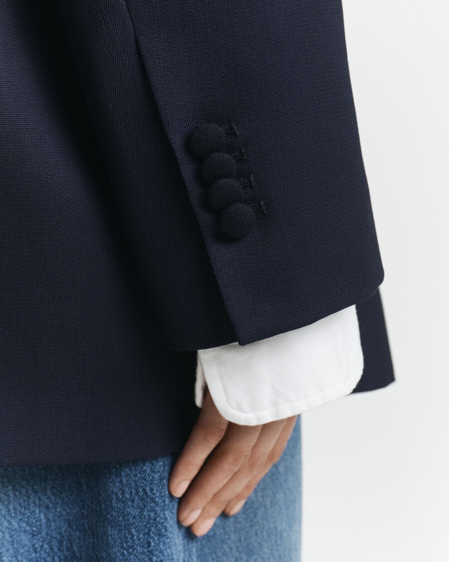 blazer oversize in lana hopsack - blu marino