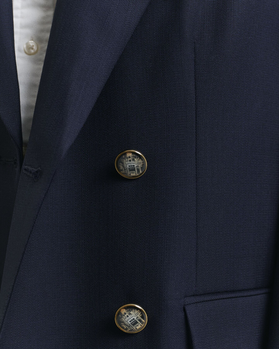 blazer oversize in lana hopsack - blu marino
