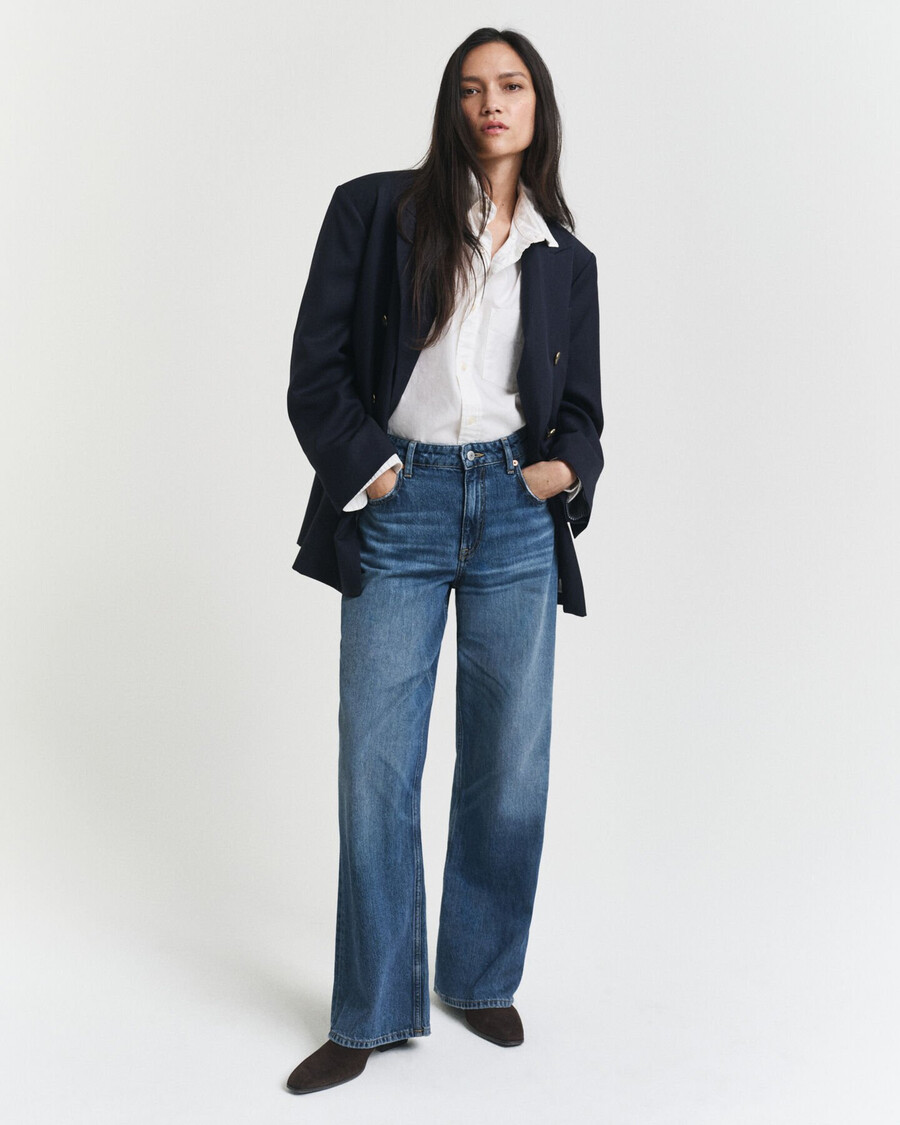 blazer oversize in lana hopsack - blu marino