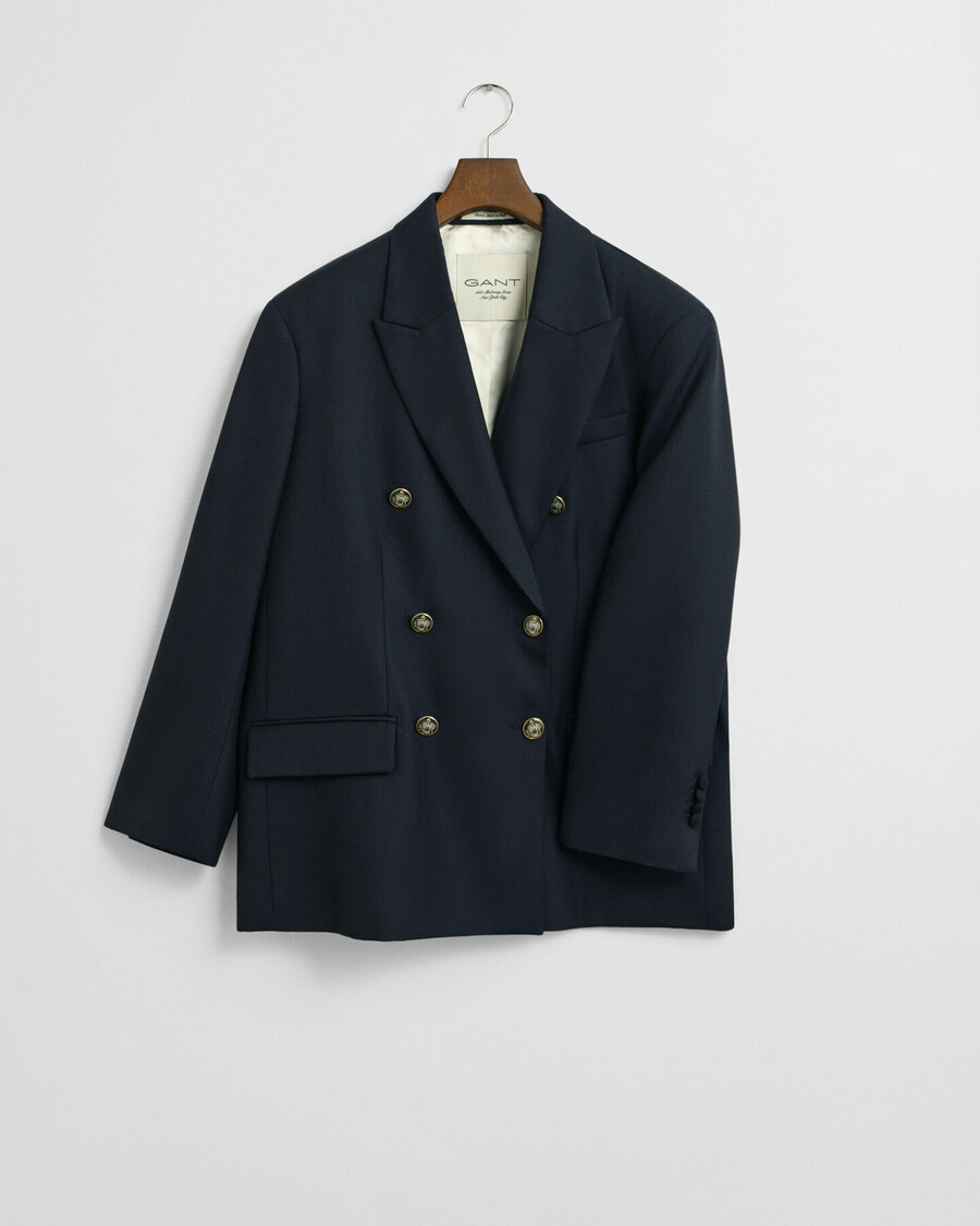 blazer oversize in lana hopsack - blu marino