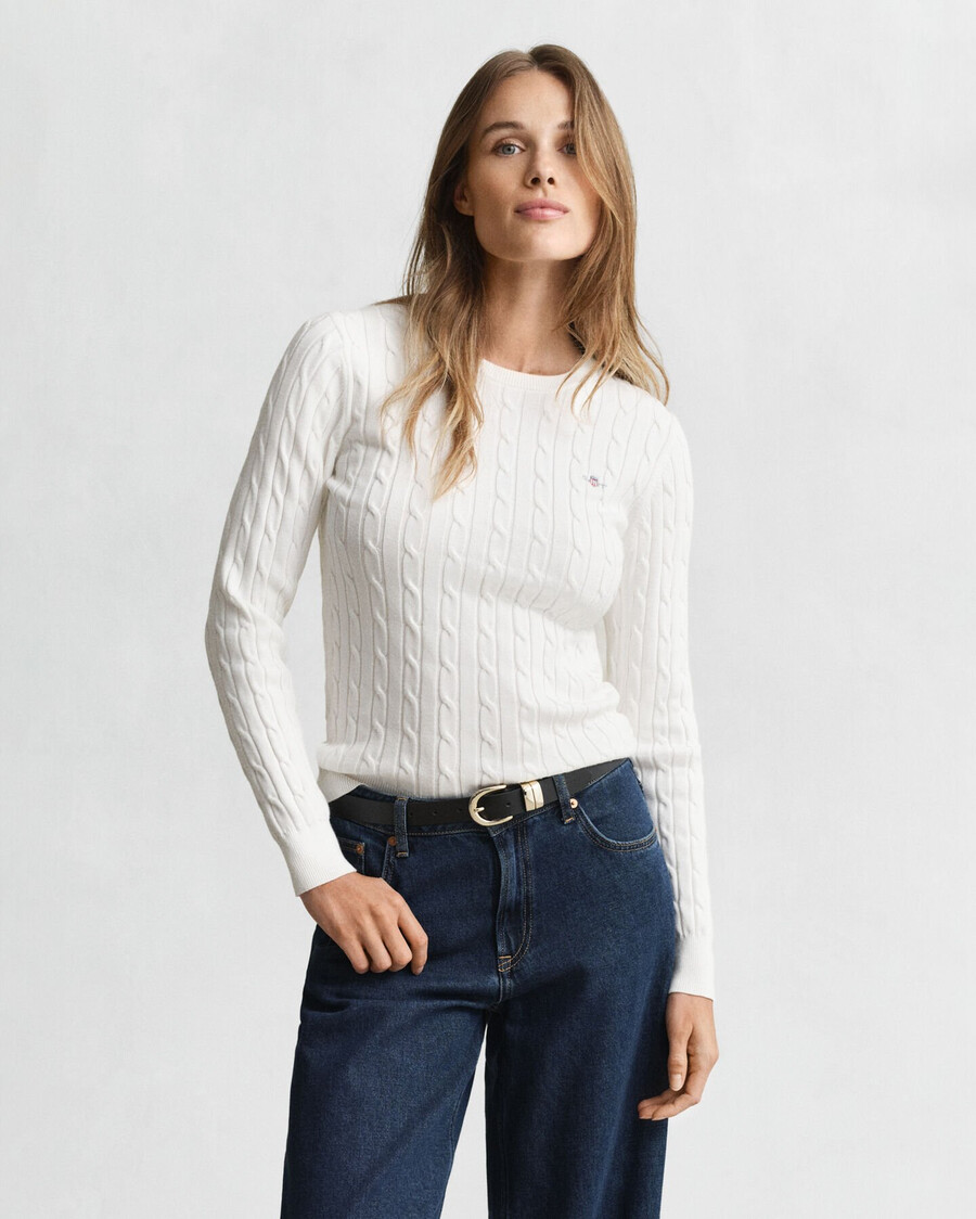 maglione girocollo in maglia di cotone elasticizzato - guscio duovo