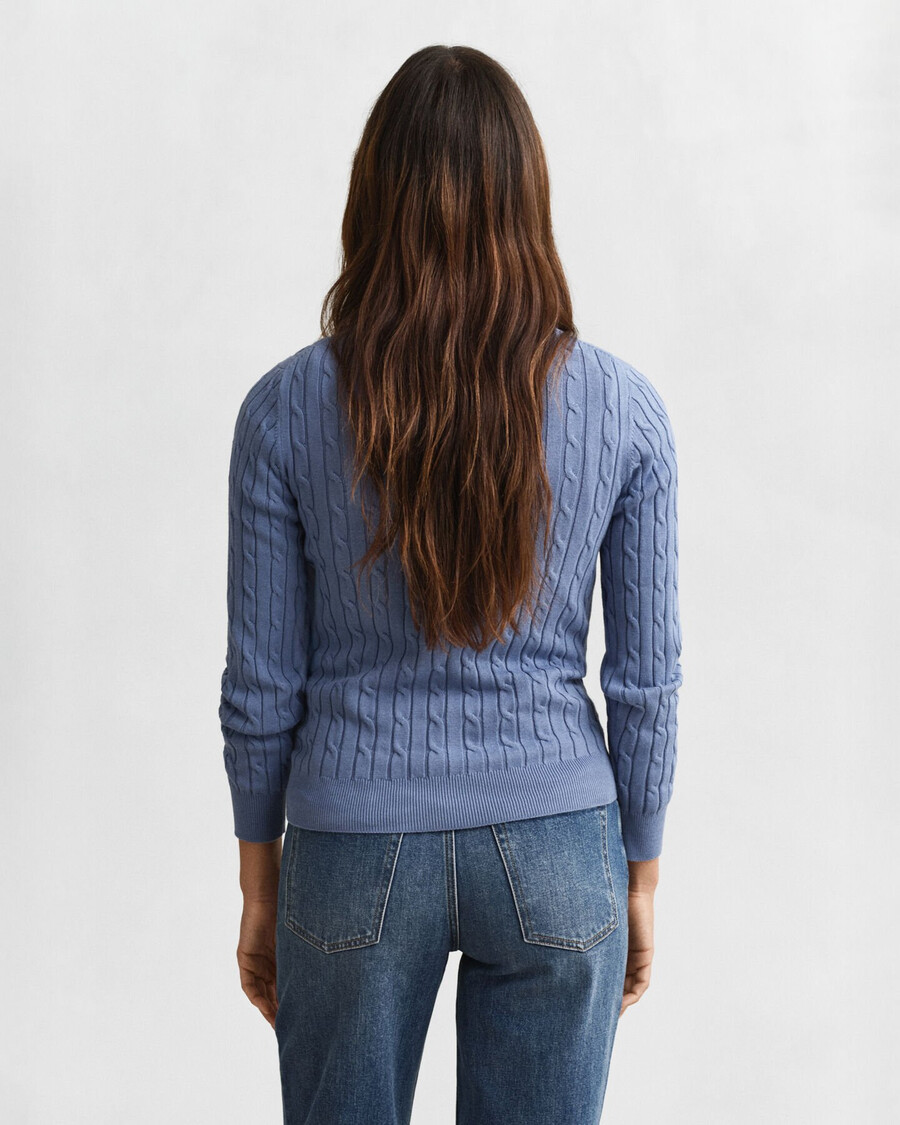 maglione girocollo in maglia di cotone elasticizzato - denim sbiadito