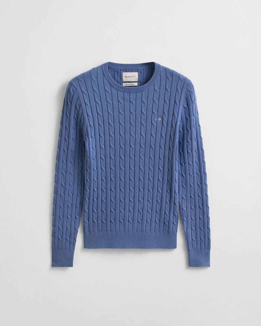 maglione girocollo in maglia di cotone elasticizzato - denim sbiadito