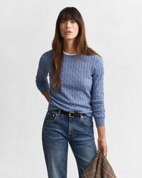 maglione girocollo in maglia di cotone elasticizzato - denim sbiadito