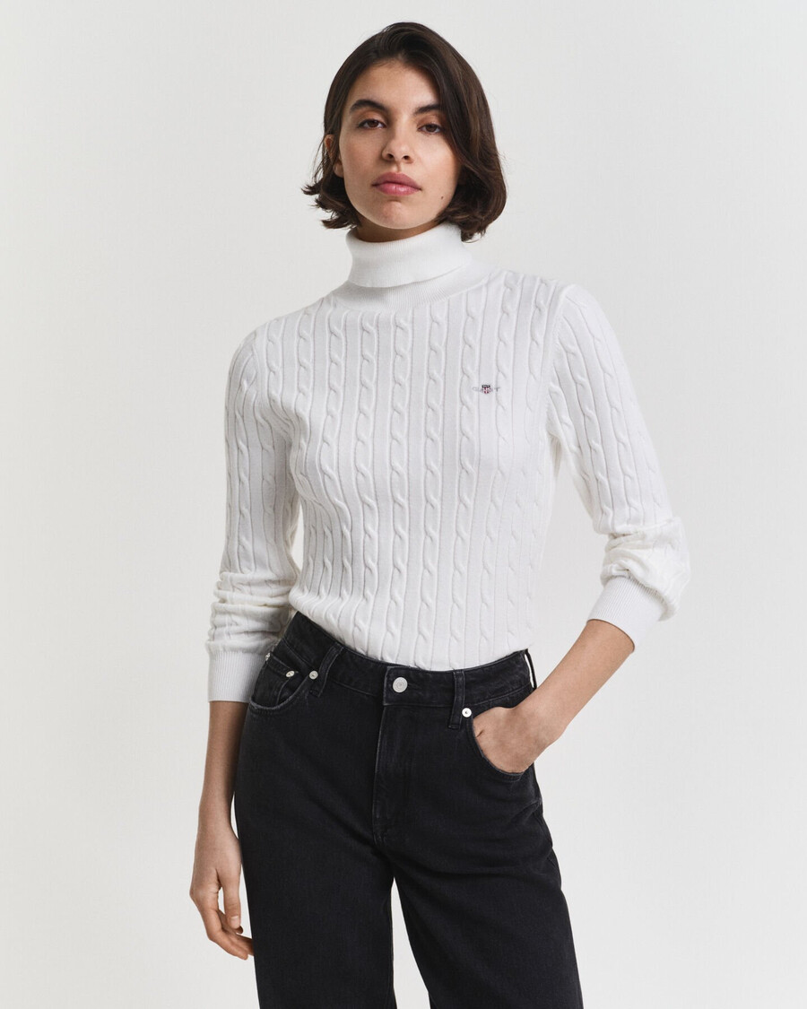 maglione a collo alto in maglia di cotone elasticizzato - guscio duovo
