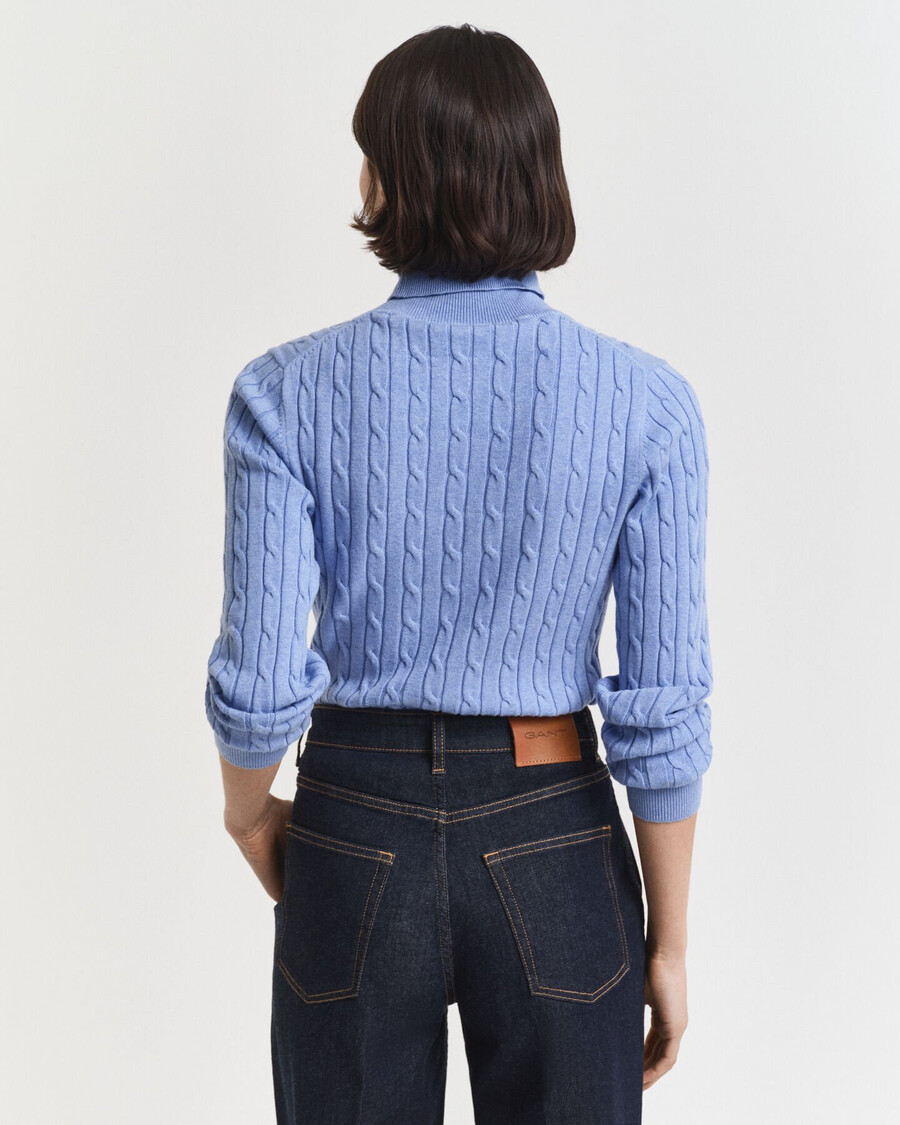 maglione a collo alto in maglia di cotone elasticizzato - cielo sereno