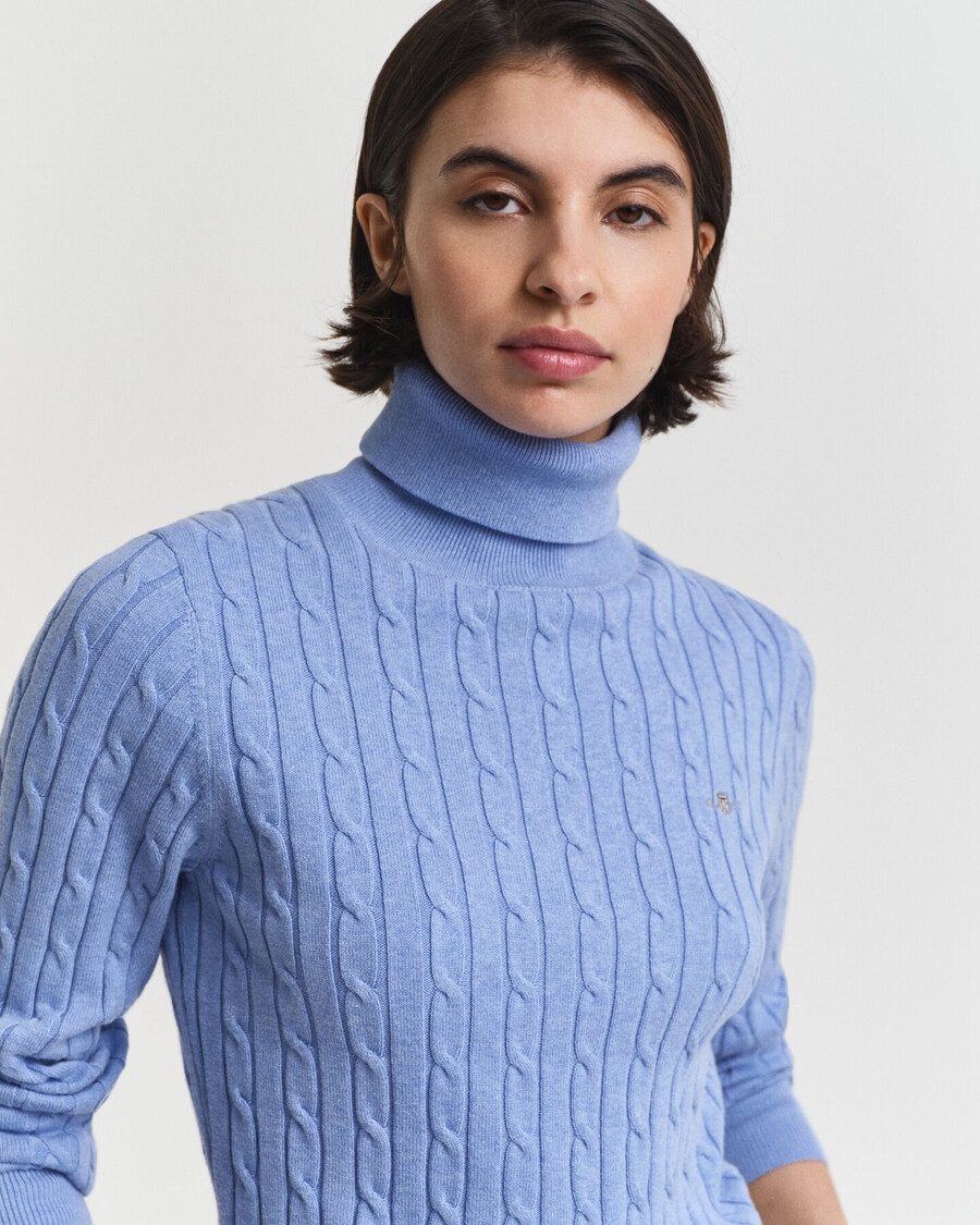 maglione a collo alto in maglia di cotone elasticizzato - cielo sereno
