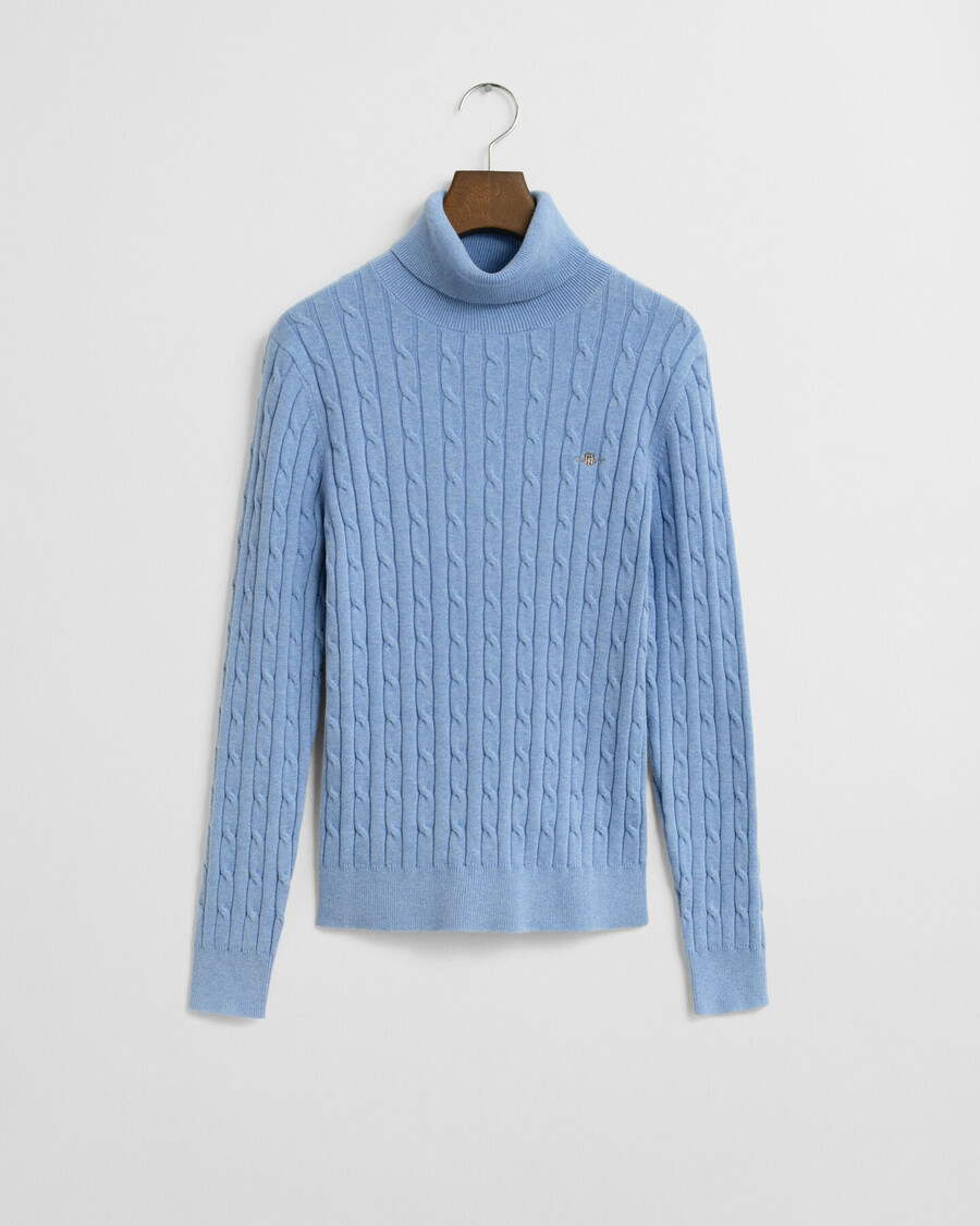 maglione a collo alto in maglia di cotone elasticizzato - cielo sereno