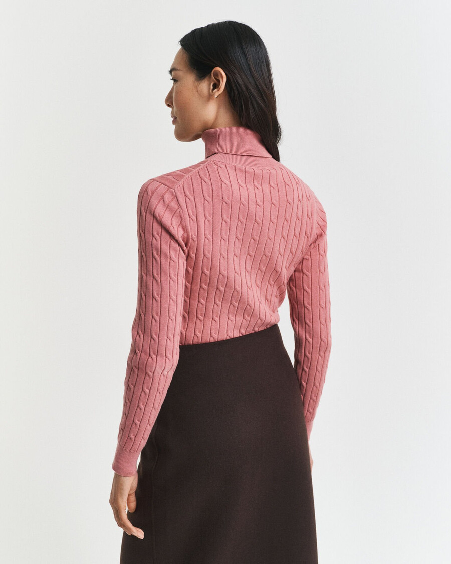 maglione a collo alto in maglia di cotone elasticizzato - mattone sbiadito