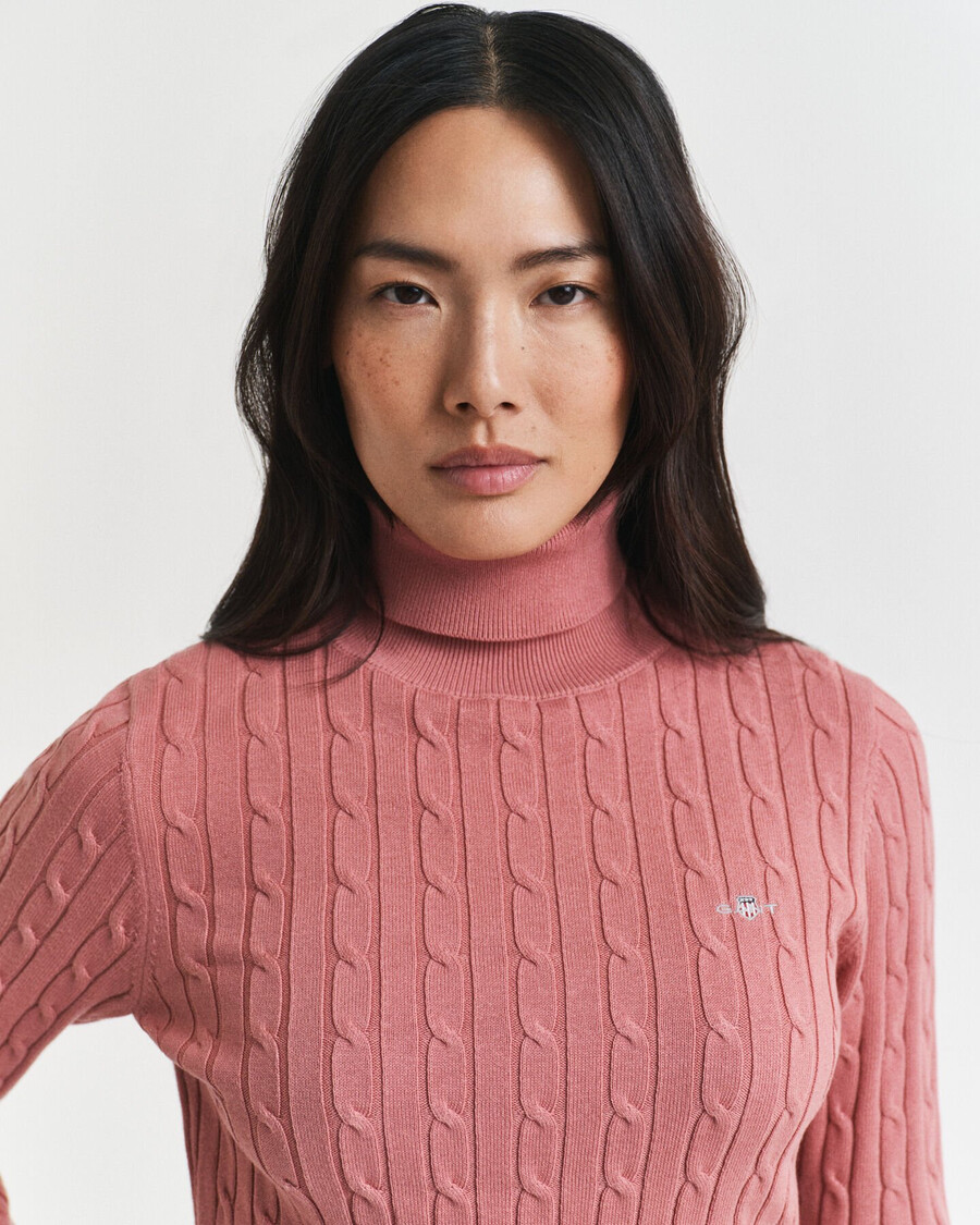 maglione a collo alto in maglia di cotone elasticizzato - mattone sbiadito