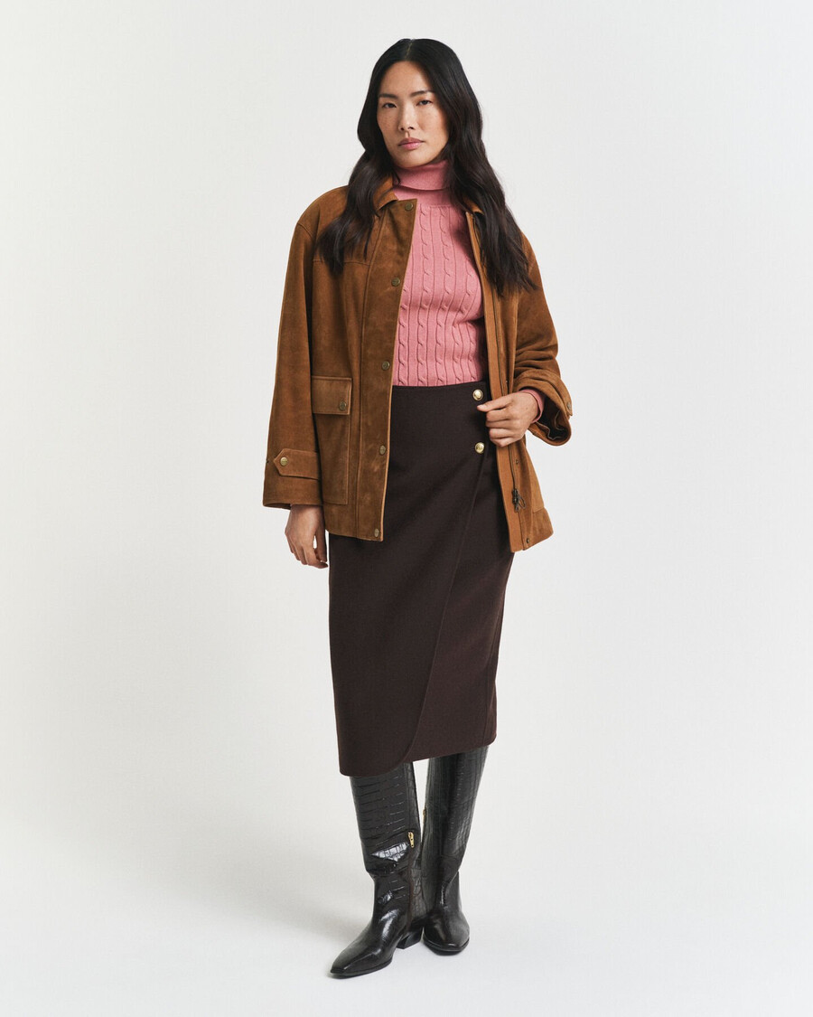 maglione a collo alto in maglia di cotone elasticizzato - mattone sbiadito