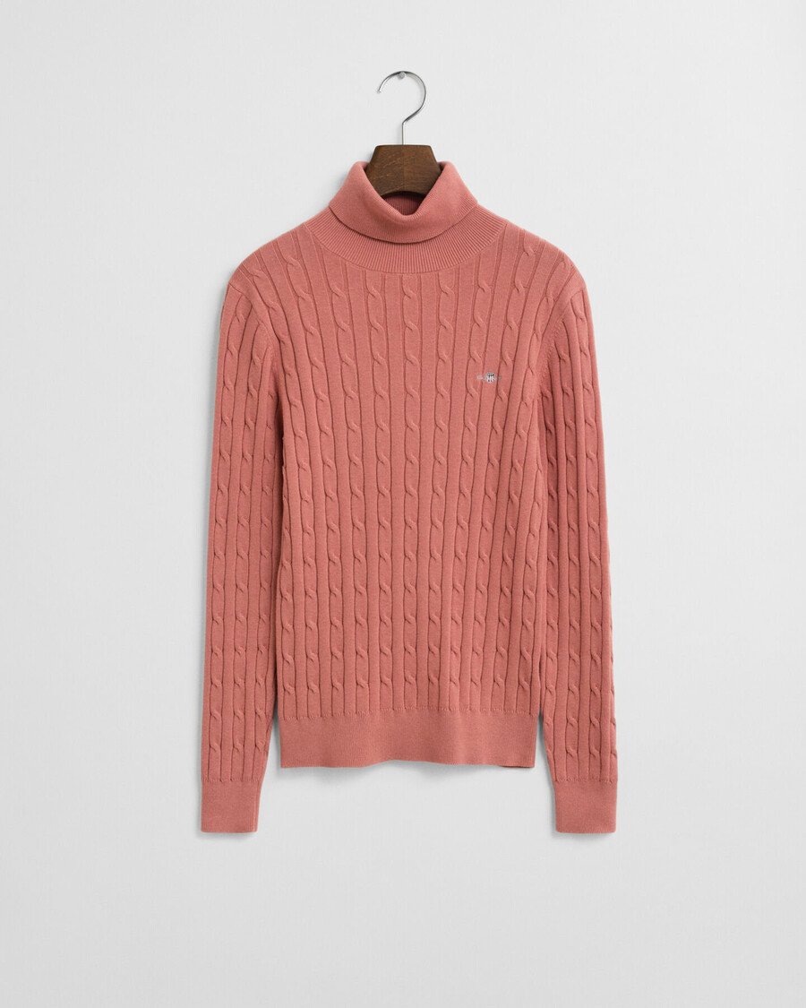 maglione a collo alto in maglia di cotone elasticizzato - mattone sbiadito