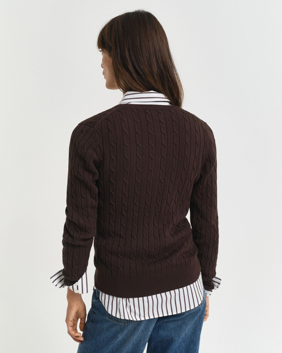 cardigan in maglia di cotone elasticizzato - marrone scuro