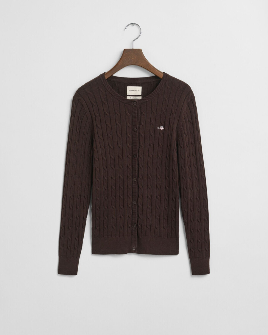 cardigan in maglia di cotone elasticizzato - marrone scuro
