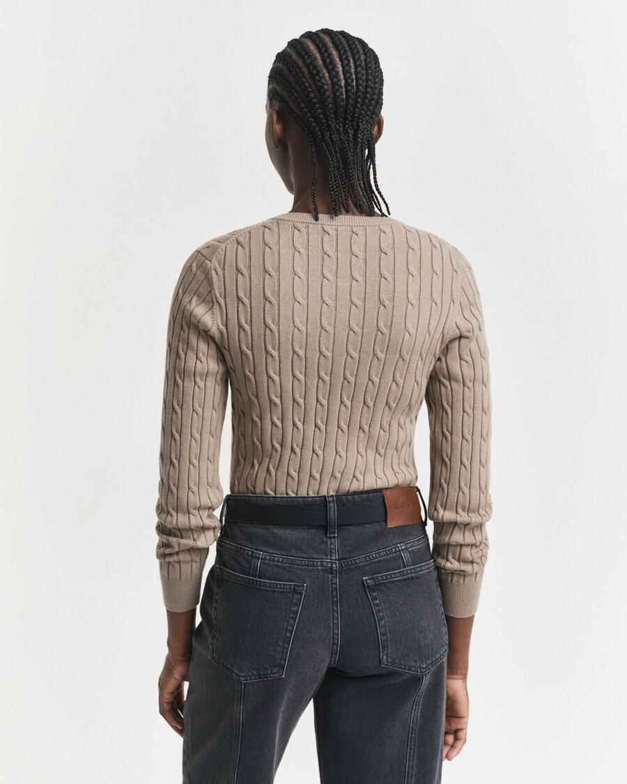 cardigan in maglia di cotone elasticizzato - beige talpa