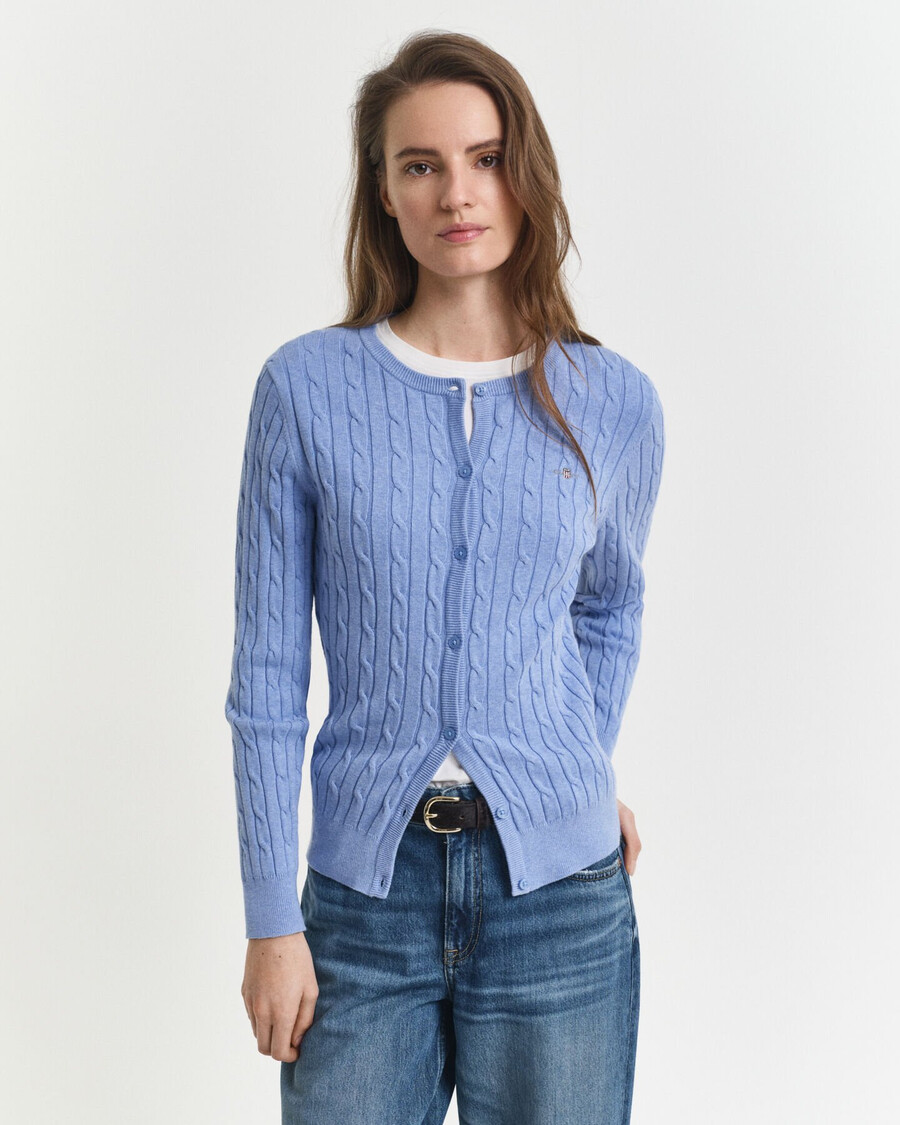 cardigan in maglia di cotone elasticizzato - cielo sereno