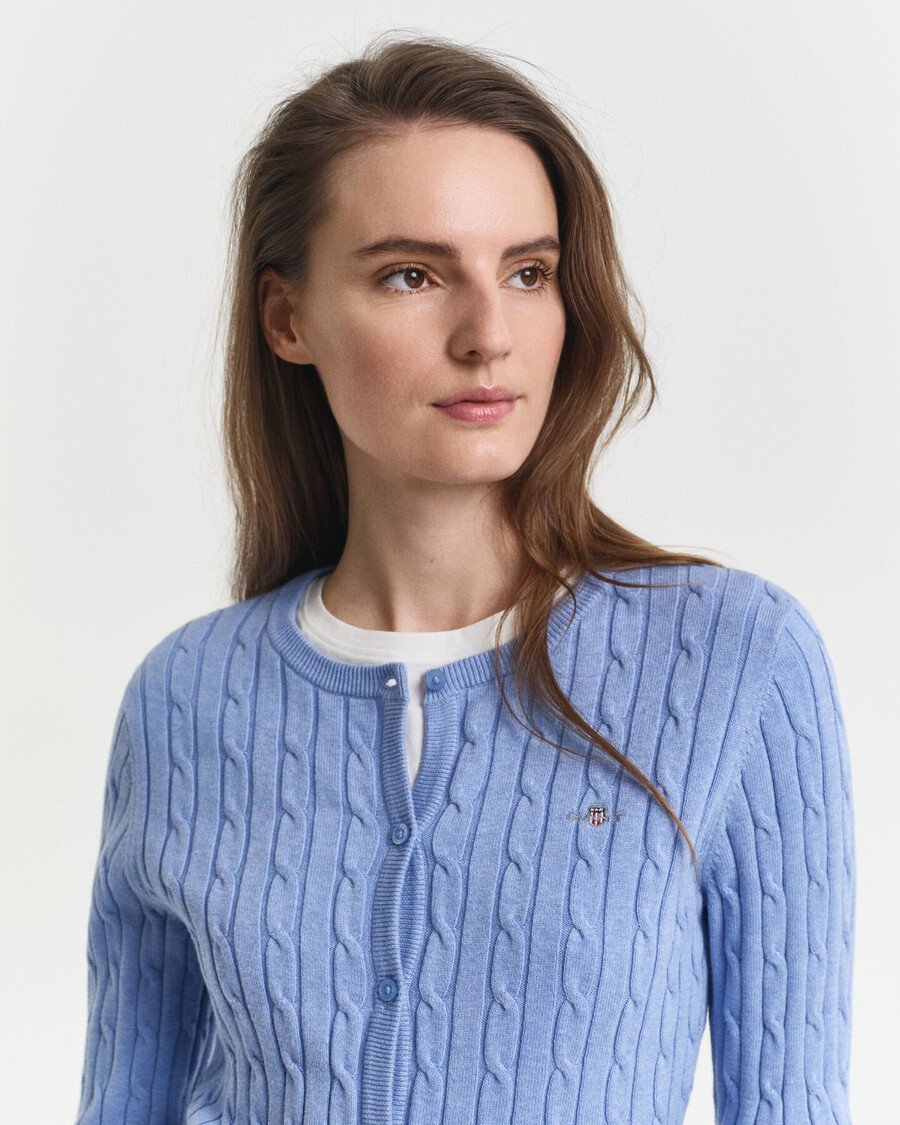 cardigan in maglia di cotone elasticizzato - cielo sereno