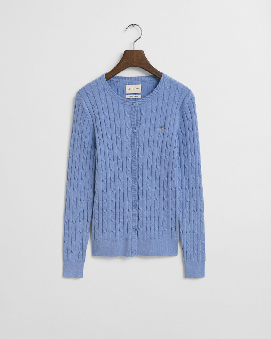 cardigan in maglia di cotone elasticizzato - cielo sereno