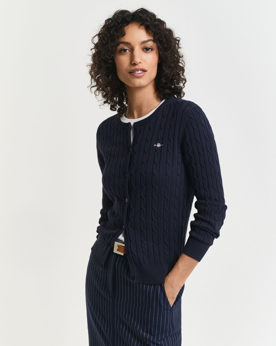 cardigan in maglia di cotone elasticizzato - blu sera