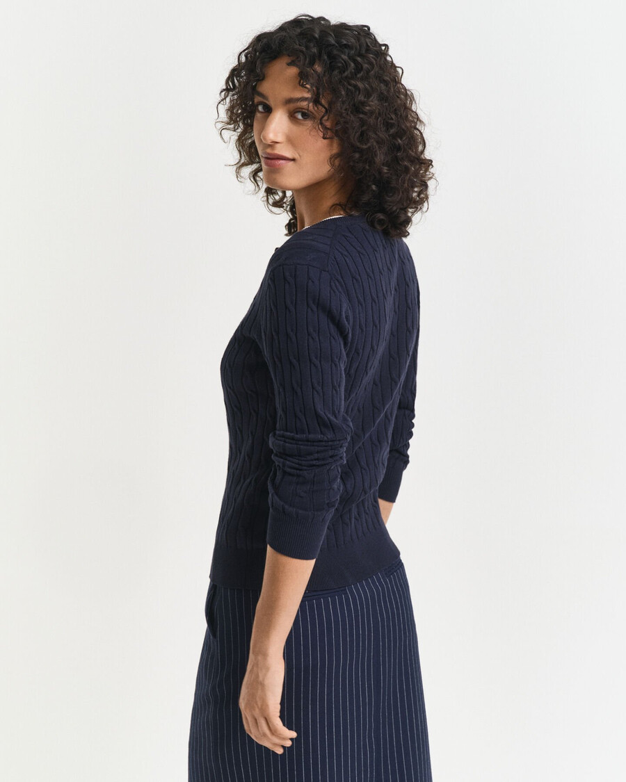 cardigan in maglia di cotone elasticizzato - blu sera