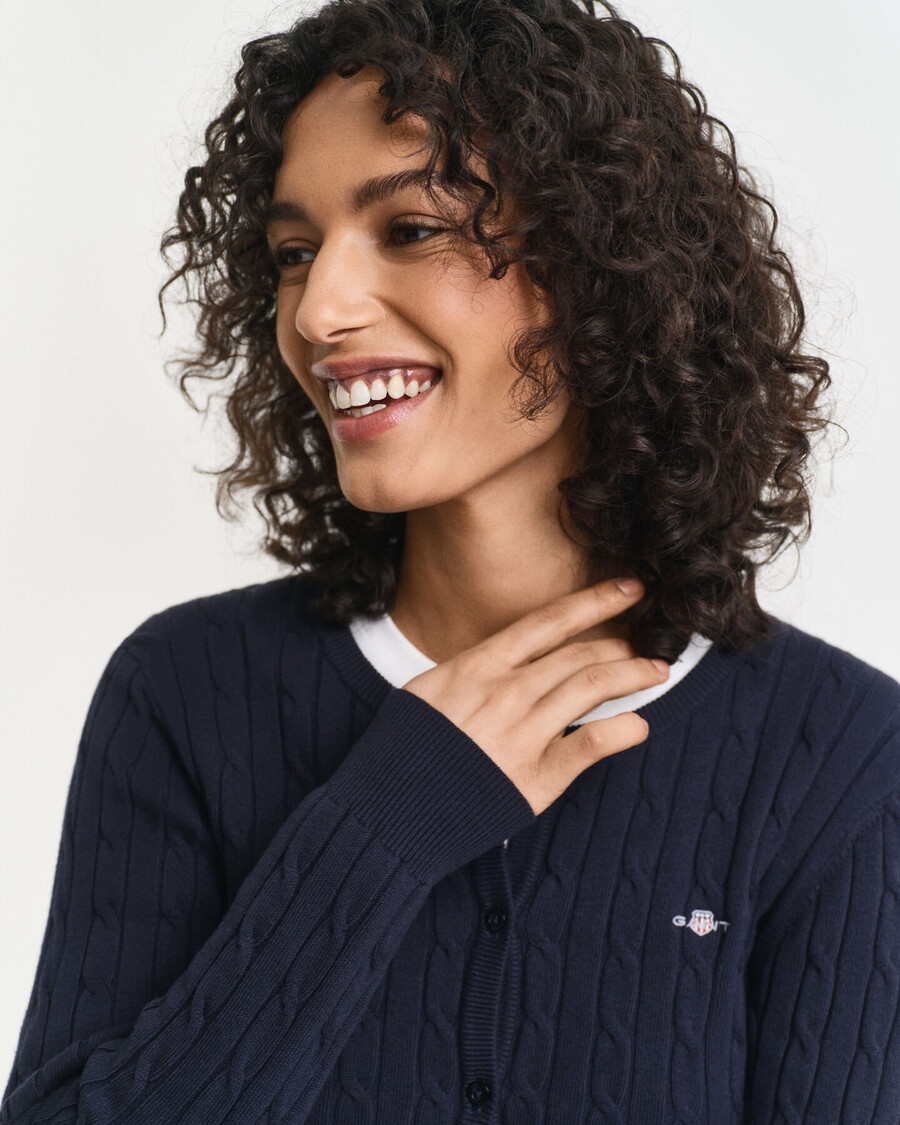 cardigan in maglia di cotone elasticizzato - blu sera