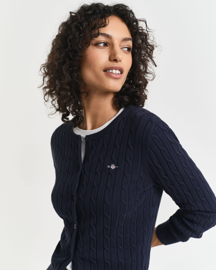 cardigan in maglia di cotone elasticizzato - blu sera