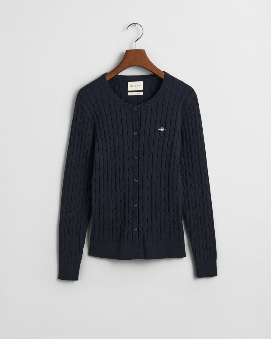 cardigan in maglia di cotone elasticizzato - blu sera