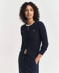 cardigan in maglia di cotone elasticizzato - blu sera
