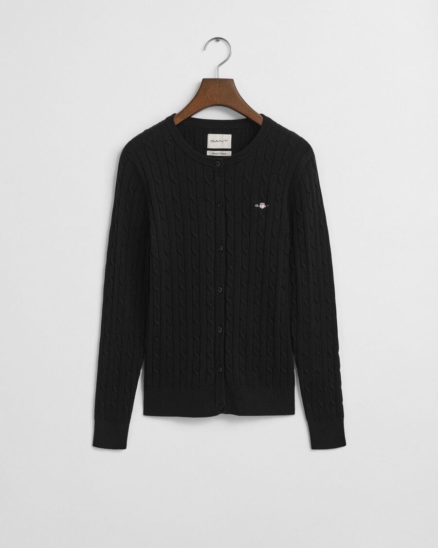 cardigan in maglia di cotone elasticizzato - nero